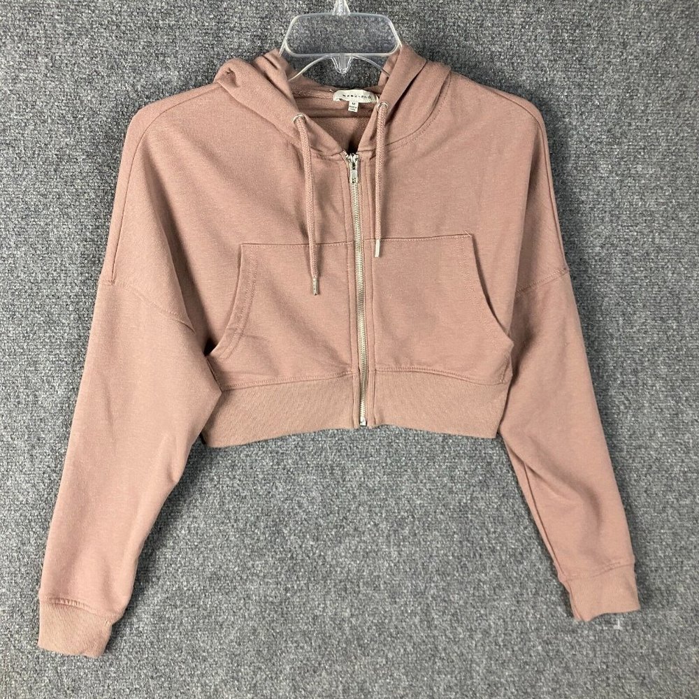 Weekend Hoodie Women's Medium Cropped Full Zip Cotton Blend M